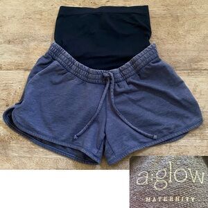 A:glow Women’s Sz S (Maternity) Slate Blue/Gray Cotton Blend Shorts‎